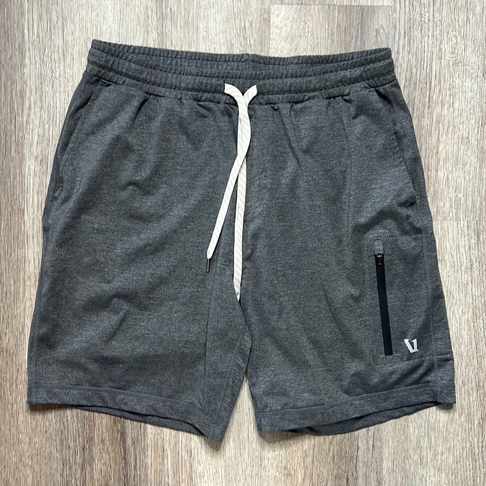 Dark Grey Vuori Athletic training shorts. Size Medium 7.5 inch inseam